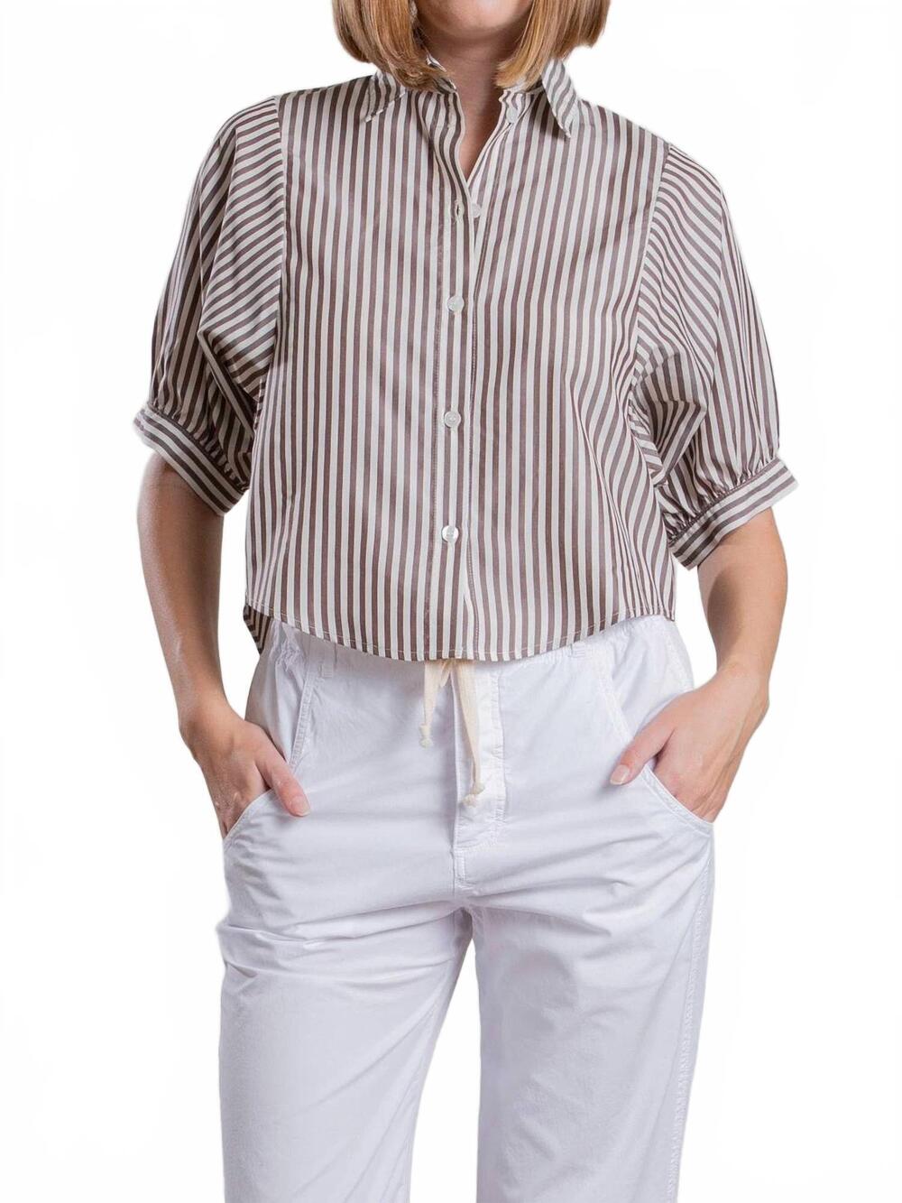 NEW PHARAOH claude crop shirt in porto stripe